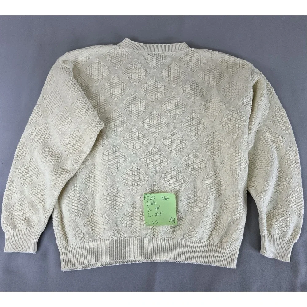 Vintage Talbots Ivory Rombo Women's Sz Medium Made USA ‎ Y2K